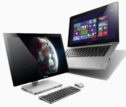 Моноблок и лаптоп със сензорни екрани и Windows 8 от Lenovo